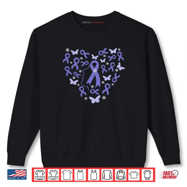 Heart Woman Support Stomach Cancer Warrior Periwinkle Ribbon Shirt 1 Sweatshirt Heart Woman Support Stomach Cancer Warrior Periwinkle Ribbon Shirt