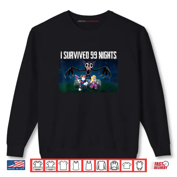Sweatshirt I Survived 99 Nights Halloween Gamer Deer in The Forest Shirt