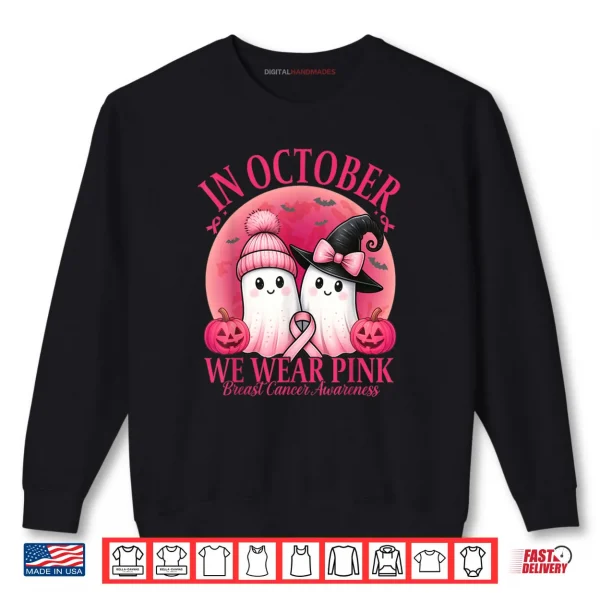 Sweatshirt In October We Wear Pink Breast Cancer Halloween for Women Shirt