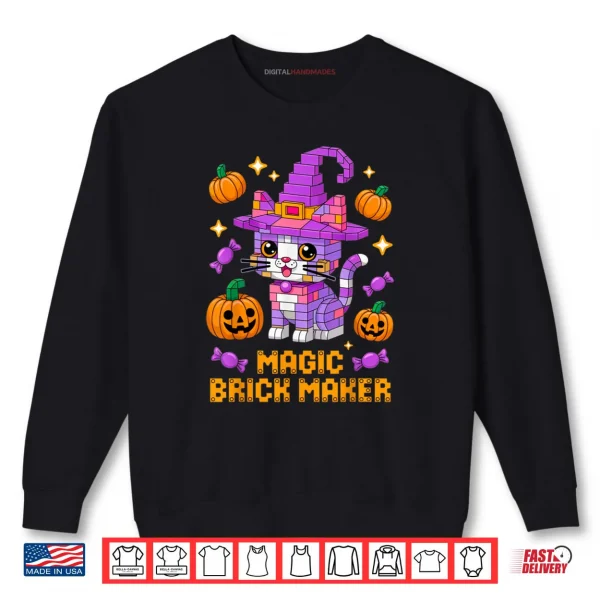 Sweatshirt Master Builder Halloween Cat Lover Building Bricks Blocks Shirt