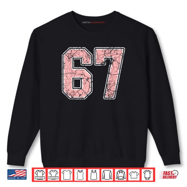 Sweatshirt Pink and White Number 67 Jersey Player Uniform 67 Fan Shirt