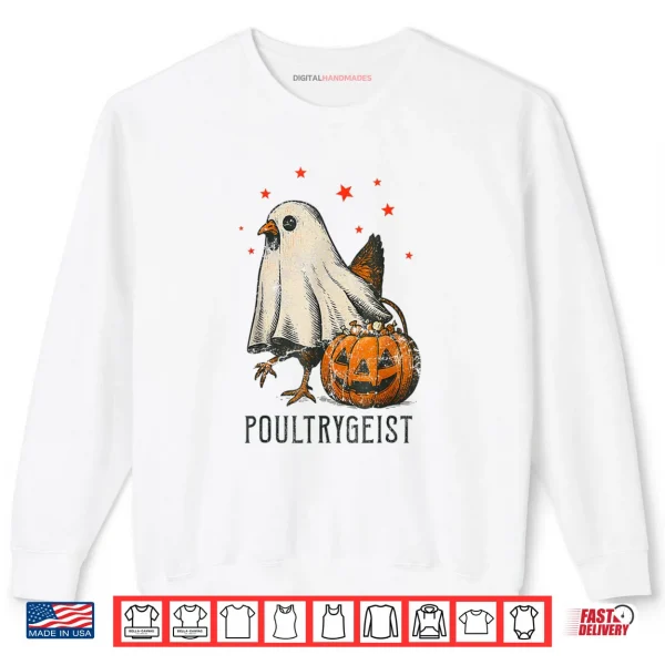 Sweatshirt Poultrygeist Funny Halloween Chicken Ghost Costume Pumpkin Shirt
