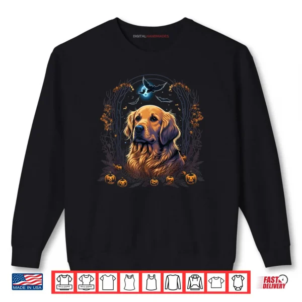 Sweatshirt Pumpkin Goldie costume on Golden Retriever Halloween Shirt