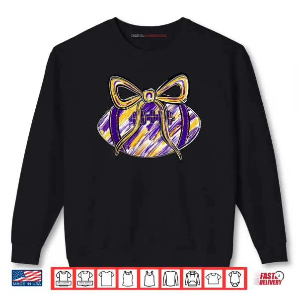 Purple Yellow Gold Football Coquette Bow Touchdown Season Shirt 1 Sweatshirt Purple Yellow Gold Football Coquette Bow Touchdown Season Shirt