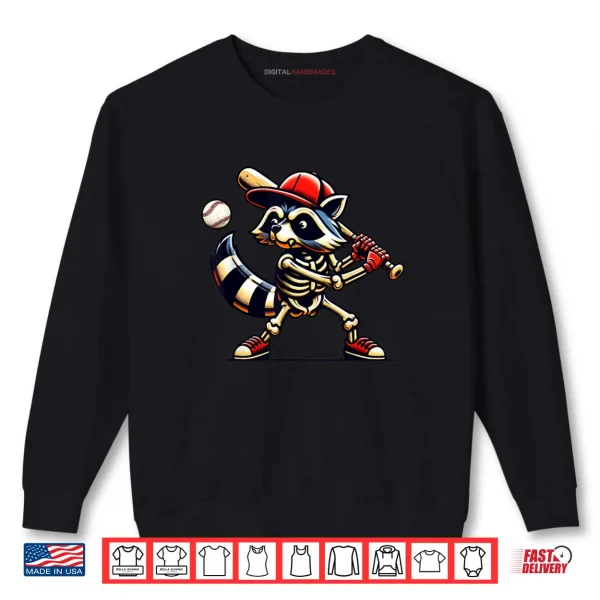 Raccoon Skeleton Baseball Halloween Slugger Cool Idea Shirt 1 Sweatshirt Raccoon Skeleton Baseball Halloween Slugger Cool Idea Shirt