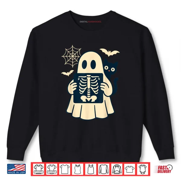 Sweatshirt Radiology Ghost Halloween Xray Tech Radiologist Black Cat Shirt