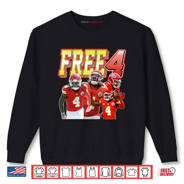 Sweatshirt Rashee Rice Free 4 Kansas City Chiefs Football Shirt