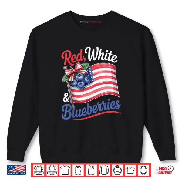 Red White & Blueberries Coquette Flag Bow Shirt 1 Sweatshirt Red White Blueberries Coquette Flag Bow Shirt