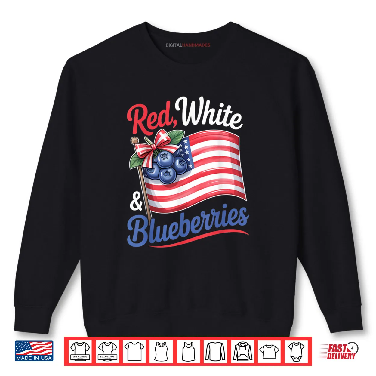 Red White & Blueberries Coquette Flag Bow Shirt Red White & Blueberries Coquette Flag Bow Shirt