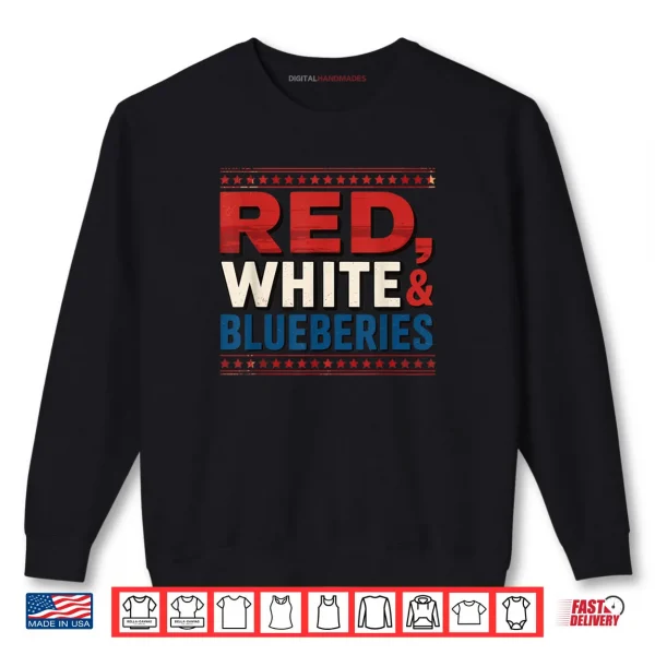 Sweatshirt Red White Blueberries Patriotic Americana Graphic USA Shirt