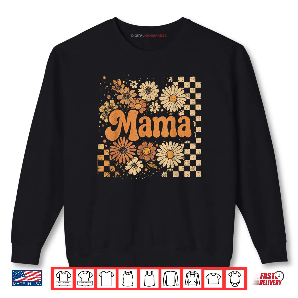 Retro Checkered Mama Pumpkin Flower Fall Autumn Halloween Shirt Retro Checkered Mama Pumpkin Flower Fall Autumn Halloween Shirt