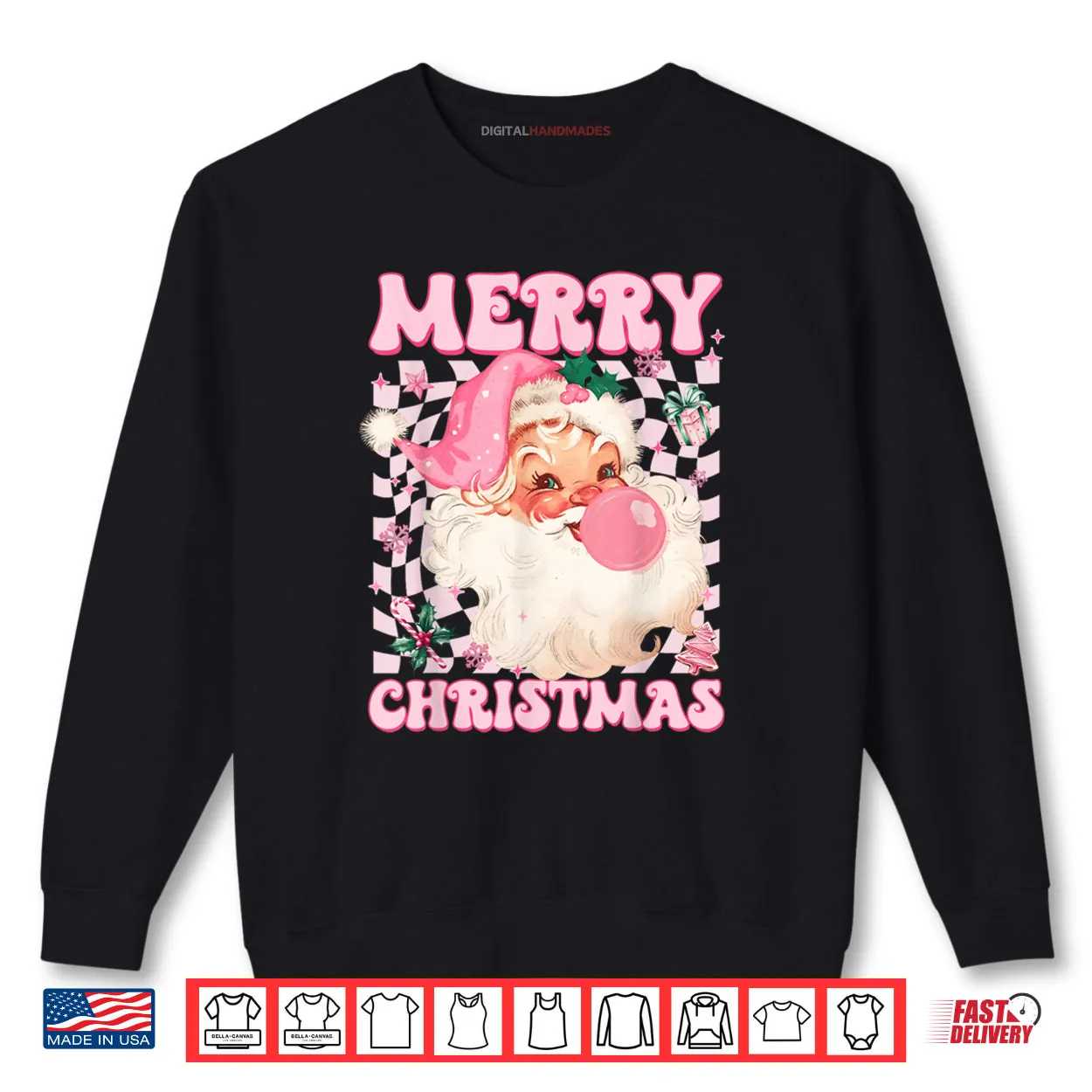 Santa Claus Pink Sunglasses Blowing Bubble Gum Christmas Shirt Santa Claus Pink Sunglasses Blowing Bubble Gum Christmas Shirt