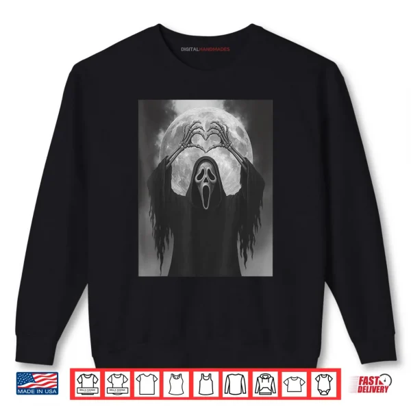 Sweatshirt Scary Face Horror Poster Halloween Ghost Heart Hands Shirt