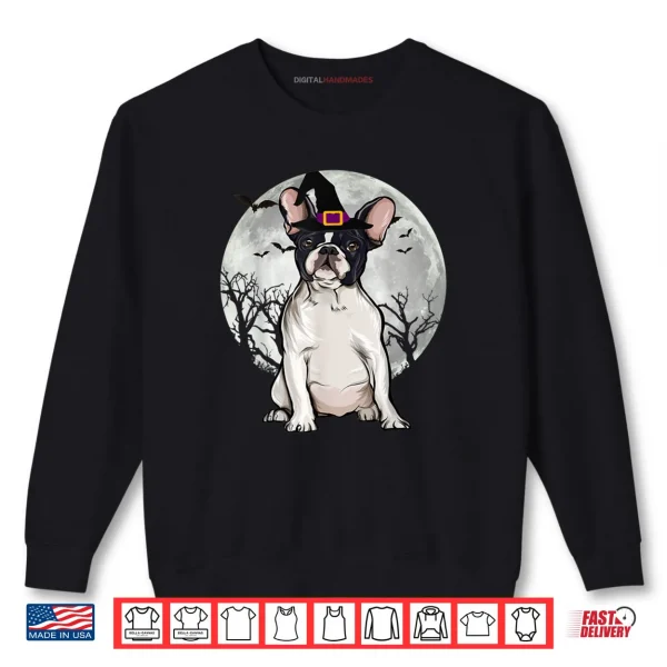 Sweatshirt Scary French Bulldog Dog Witch Hat Halloween Shirt