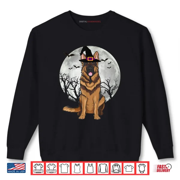 Sweatshirt Scary German Shepherd Dog Witch Hat Halloween Shirt