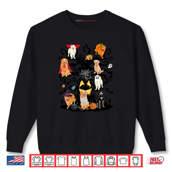 Sweatshirt Scary Golden Retriever Dogs Tree Halloween Costume Day Shirt