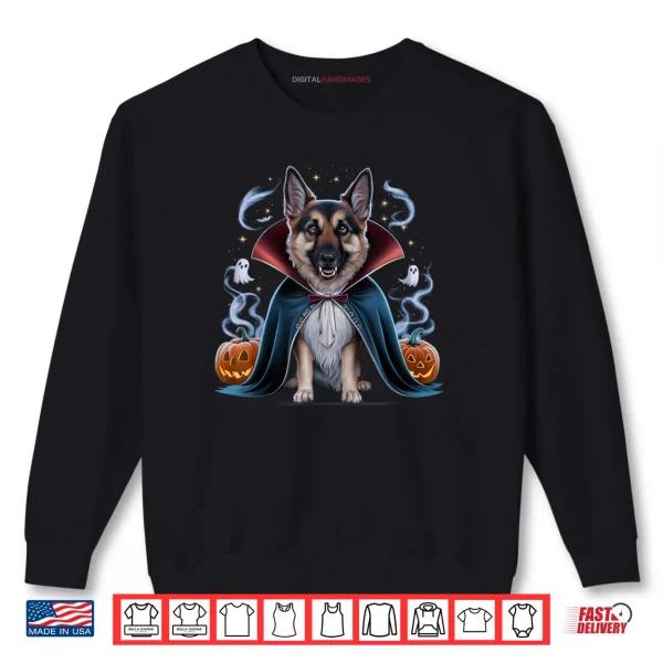 Sweatshirt Shivering German Shepherd Dog Dracula Halloween Shirt