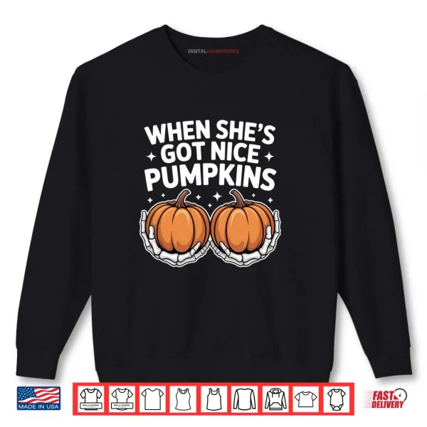 Sweatshirt Skeleton Hands Holding Pumpkins Couple Halloween Shirt