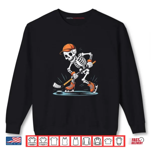 Sweatshirt Skeleton Ice Hockey Halloween Costume Shirt
