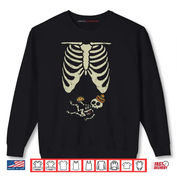 Sweatshirt Skeleton Pregnancy Halloween Mexican Mom Baby Reveal Shower Shirt