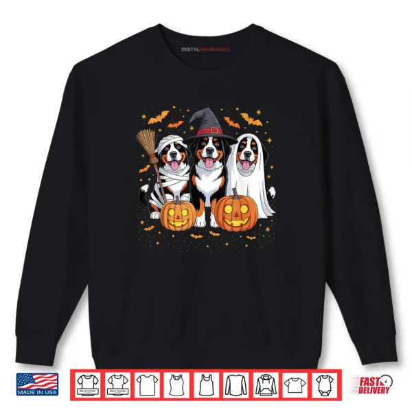 Three Bernese Mountain Pumpkin Halloween Dog Lover Shirt 1 Sweatshirt Three Bernese Mountain Pumpkin Halloween Dog Lover Shirt