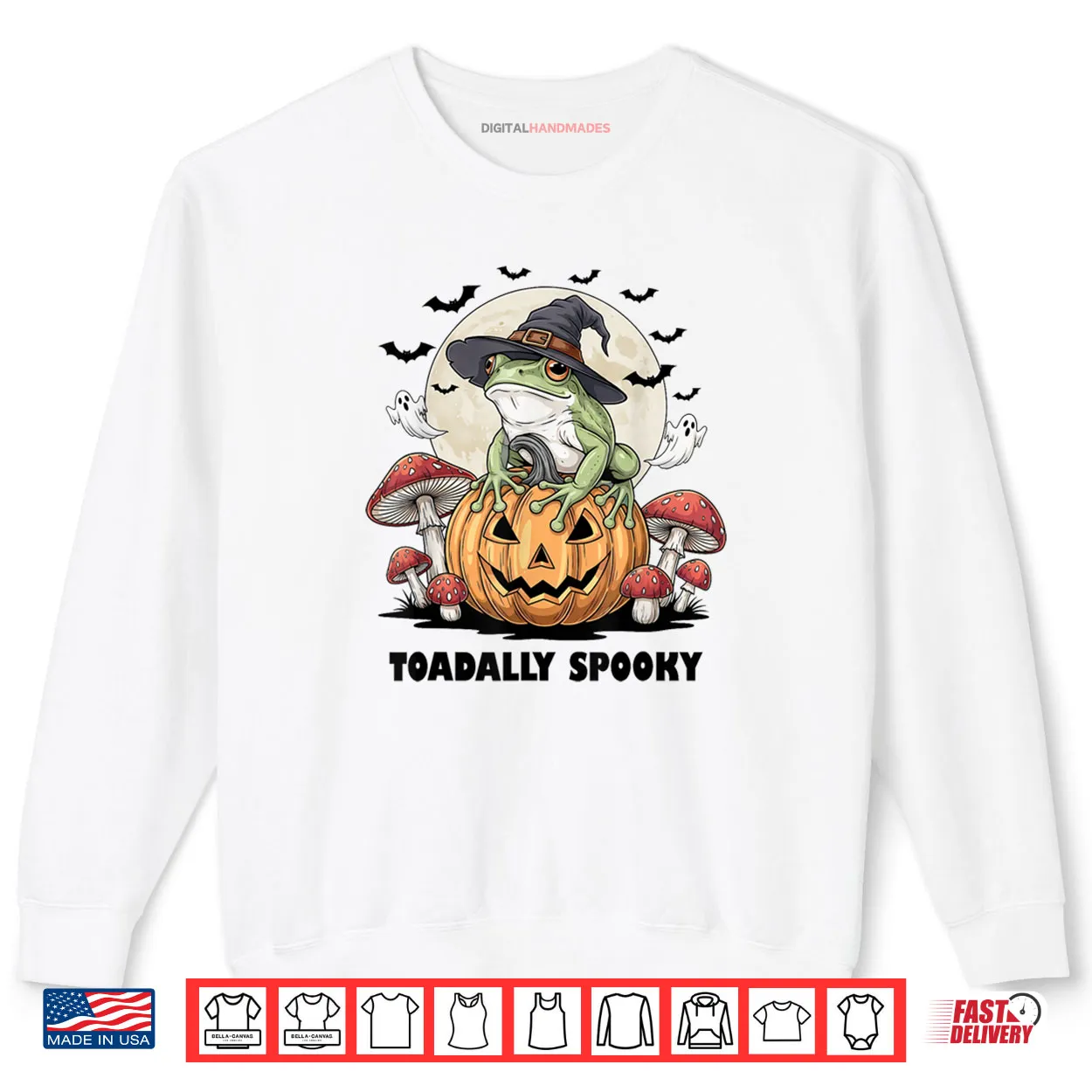 Toadally Spooky Funny Halloween Frog On Pumpkin with Bats Shirt Toadally Spooky Funny Halloween Frog On Pumpkin with Bats Shirt