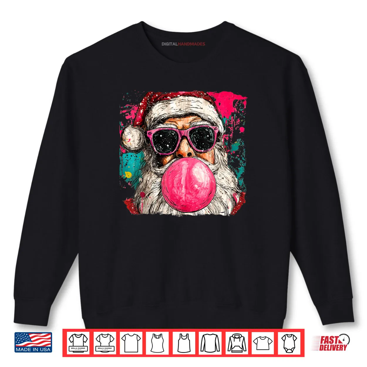 Vintage Preppy Watercolor Santa Bubble Gum Pink Sunglasses Shirt Vintage Preppy Watercolor Santa Bubble Gum Pink Sunglasses Shirt