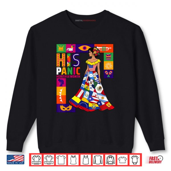 Women Dress Hispanic Heritage Month All Latin Countries Flag Shirt 1 Sweatshirt Women Dress Hispanic Heritage Month All Latin Countries Flag Shirt