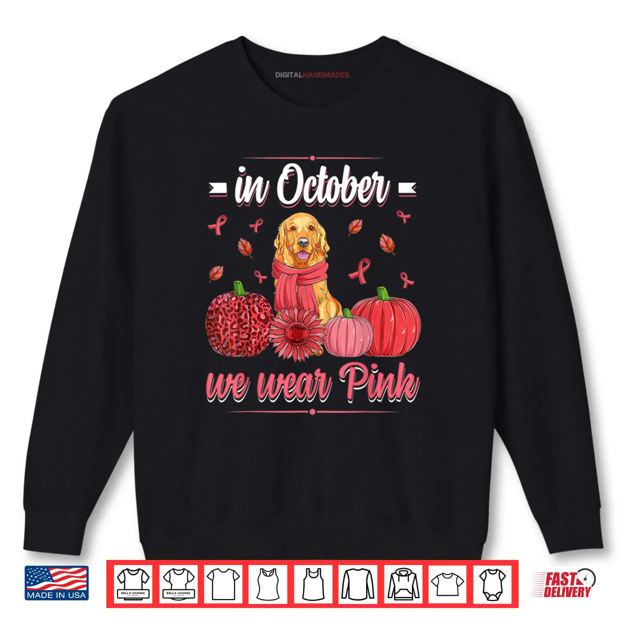 Women In October We Wear Pink Golden retriever Breast Cancer Shirt Women In October We Wear Pink Golden retriever Breast Cancer Shirt