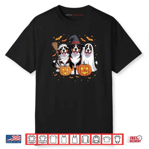 Three Bernese Mountain Pumpkin Halloween Dog Lover Shirt