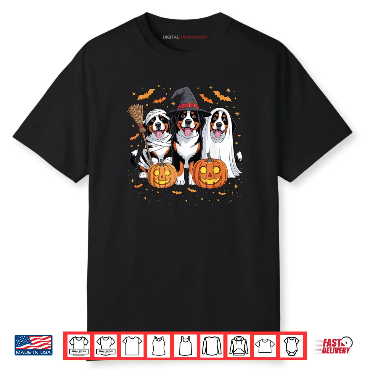 Three Bernese Mountain Pumpkin Halloween Dog Lover Shirt Three Bernese Mountain Pumpkin Halloween Dog Lover Shirt