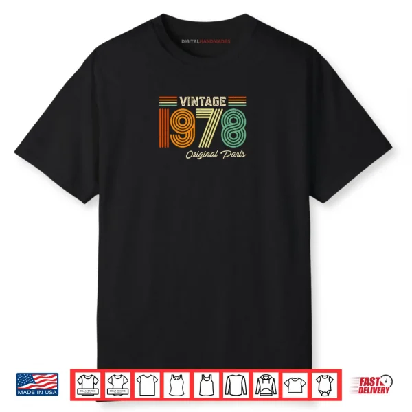 Vintage 1978 Original Parts Birthday 1978 Shirt