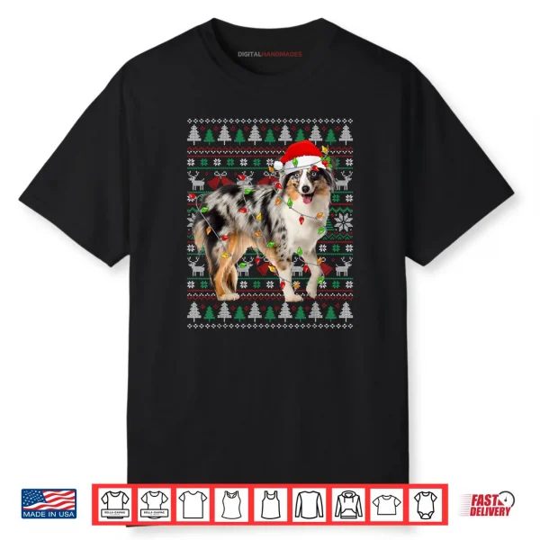 Australian Shepherd Dog Christmas Ugly Sweater Santa Xmas Shirt