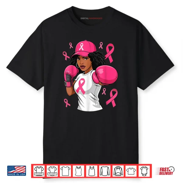 Black African American Breast Cancer Afro Pink Ribbon Shirt