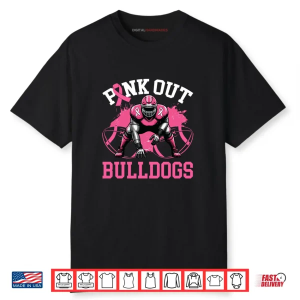 Bulldog Pink Out Football Tackle Breast Cancer Awareness Shirt