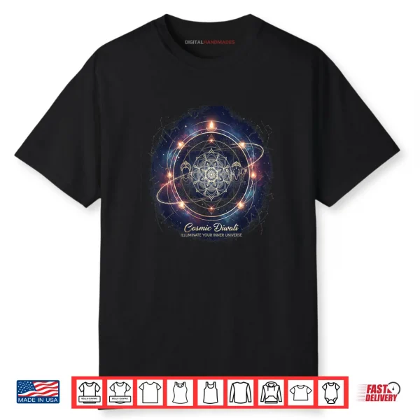 Cosmic Diwali Mandala Meditation Spiritual Festive Shirt