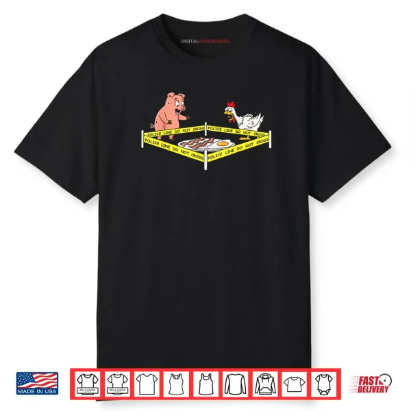 Crime Scene Bacon Egg Pig Chicken Food Thanksgiving Shirt