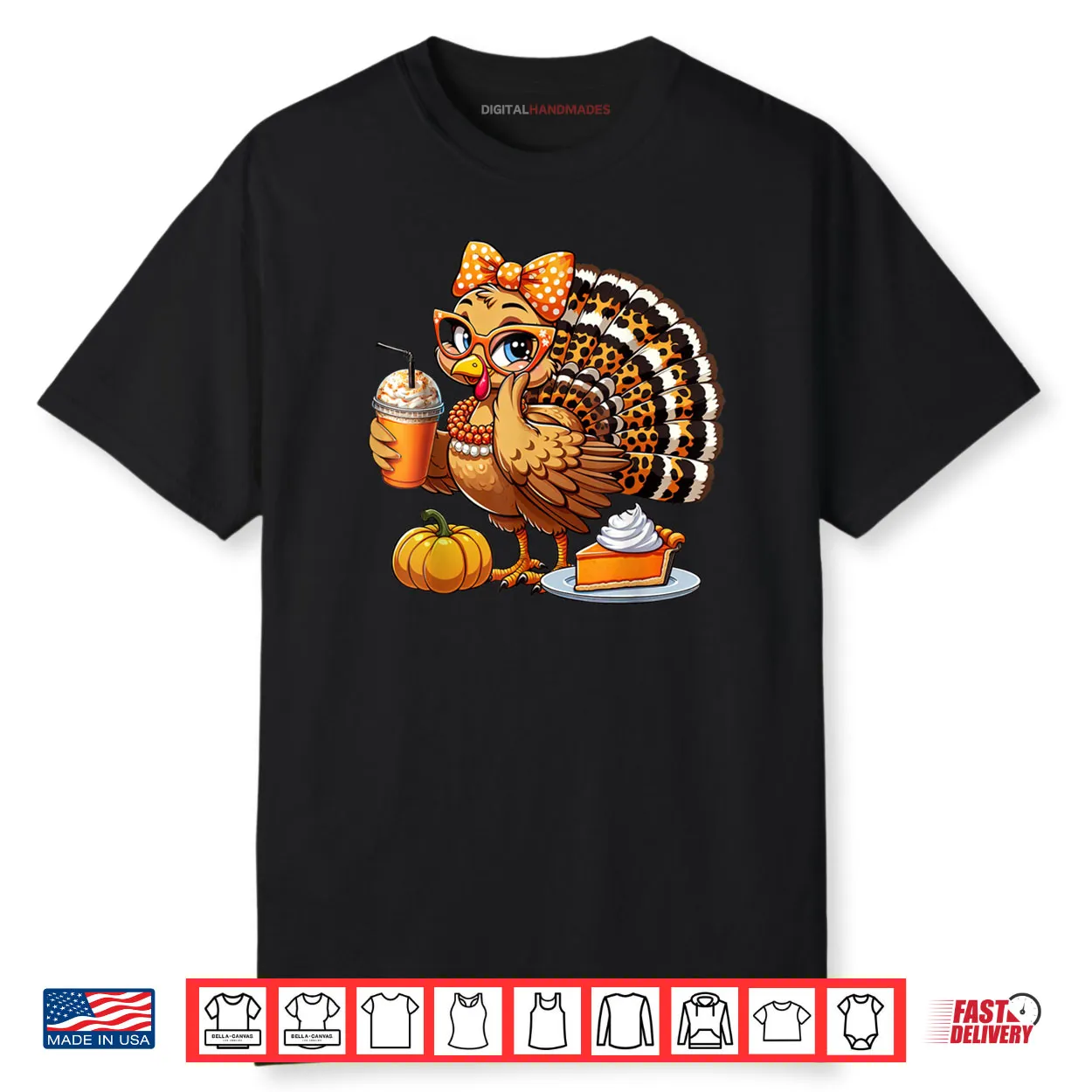Cute Turkey Drinking Coffee Thanksgiving Womens Turkey Day Shirt Cute Turkey Drinking Coffee Thanksgiving Womens Turkey Day Shirt