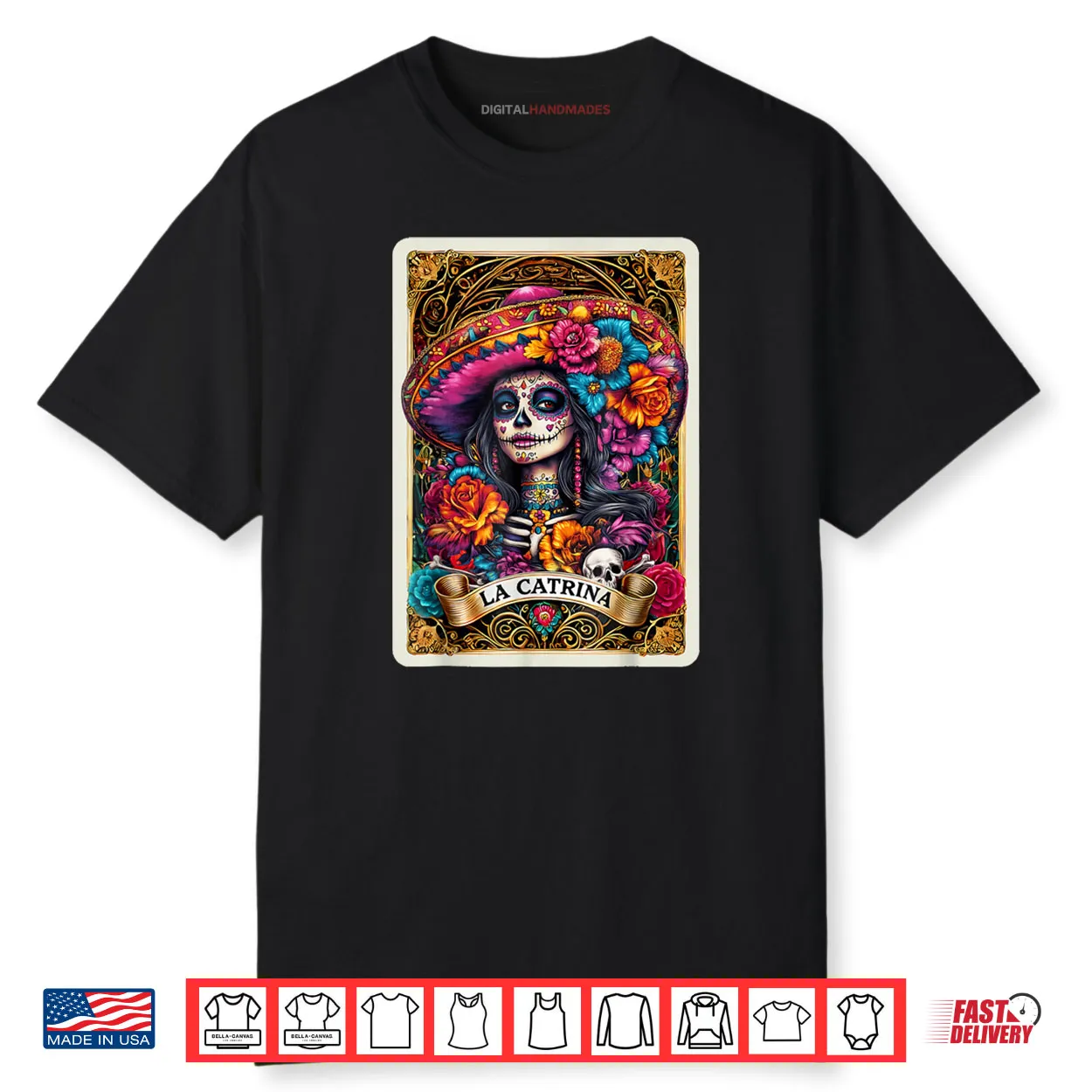 De Los Muertos La Catrina Day of The Dead Sugar Skull Women Shirt De Los Muertos La Catrina Day of The Dead Sugar Skull Women Shirt