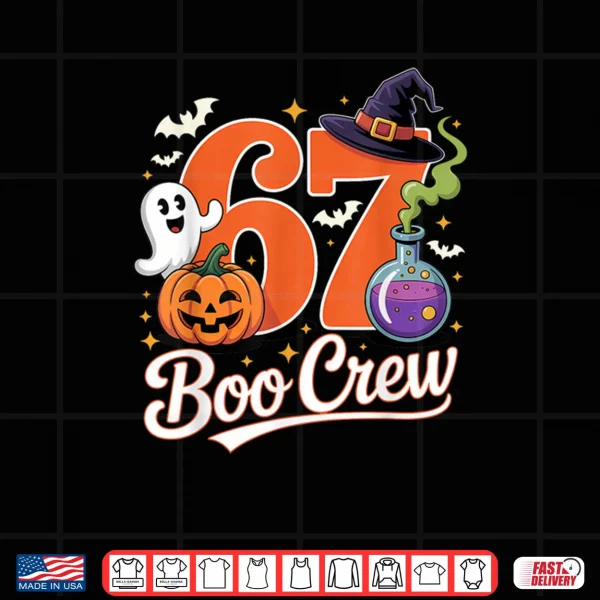 Design 67 Boo Crew Funny Halloween Ghost Witch Pumpkin Spooky Squad Shirt