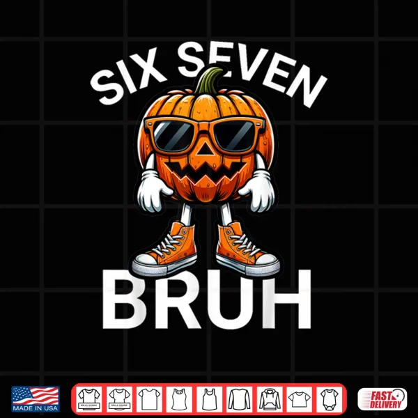 Design 67 Halloween Funny Six Seven Meme Brainrot Pumpkin Shirt