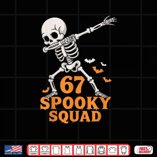 Design 67 Spooky Squad 6 7 Numbers Six Seven Kids Skeleton Shirt