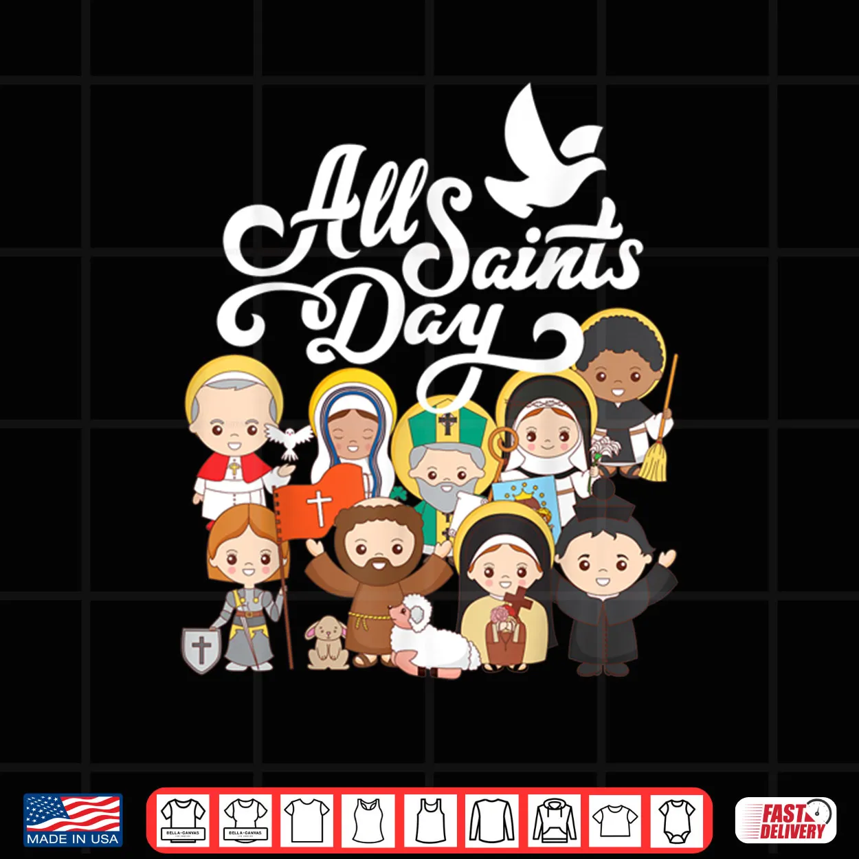 All Saints Day Kids Catholic St Francis Therese Joan of Arc Shirt All Saints Day Kids Catholic St Francis Therese Joan of Arc Shirt