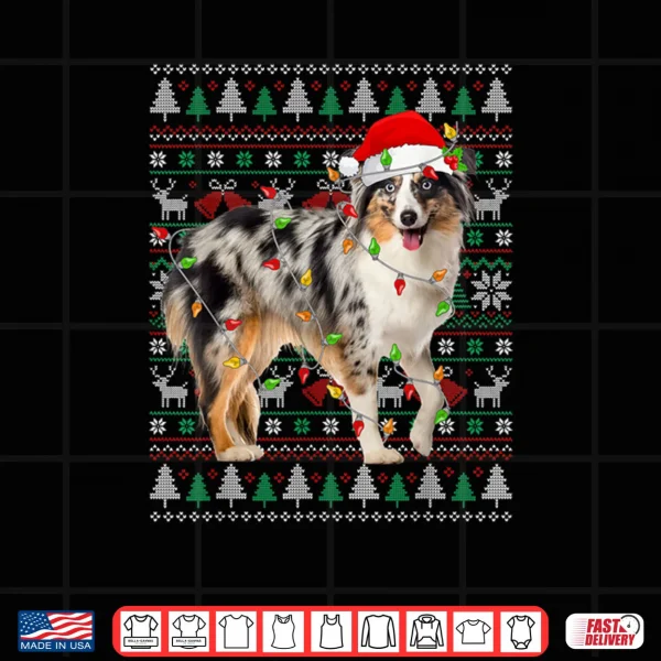 Design Australian Shepherd Dog Christmas Ugly Sweater Santa Xmas Shirt