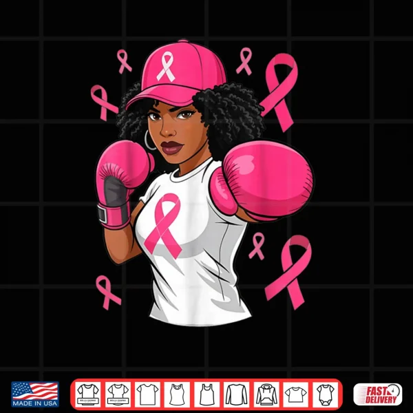 Design Black African American Breast Cancer Afro Pink Ribbon Shirt