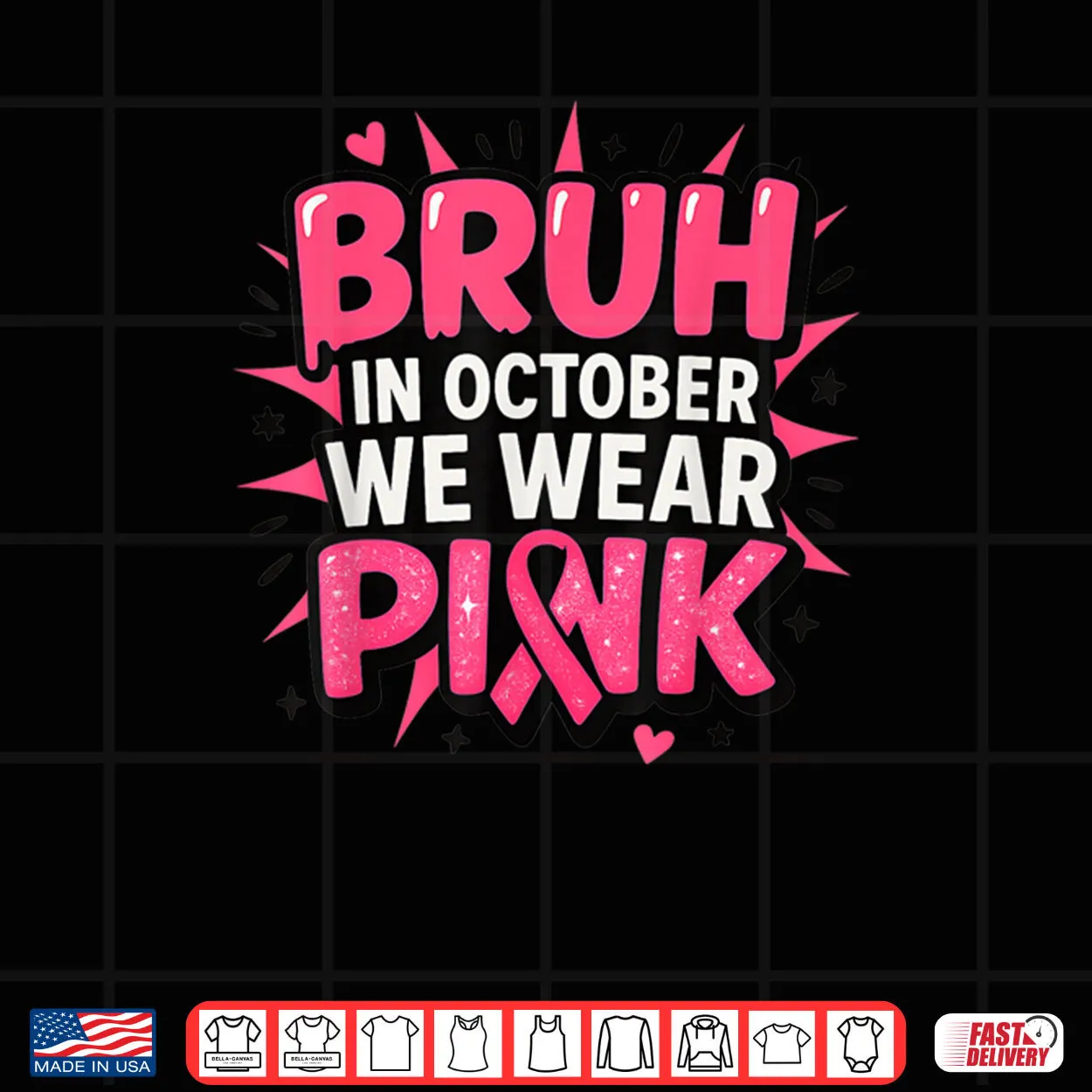 Breast Cancer Awareness Kids Boys Bruh in October Wear Pink Shirt Breast Cancer Awareness Kids Boys Bruh in October Wear Pink Shirt