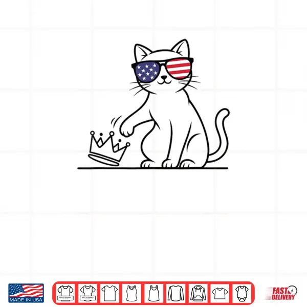 Design Cat No Kings in America Patriotic Cat Lady Democracy Shirt