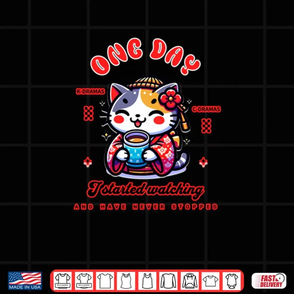 Design Cat Watching K Dramas and C Dramas Cute Shirt