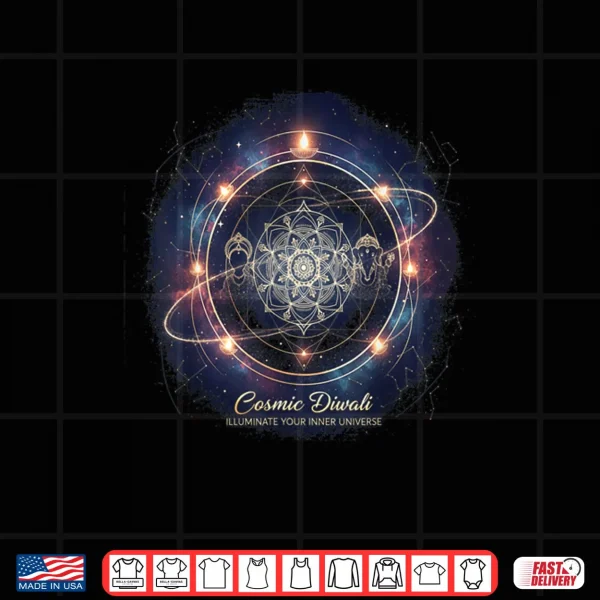 Design Cosmic Diwali Mandala Meditation Spiritual Festive Shirt
