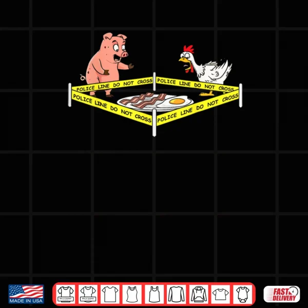 Design Crime Scene Bacon Egg Pig Chicken Food Thanksgiving Shirt